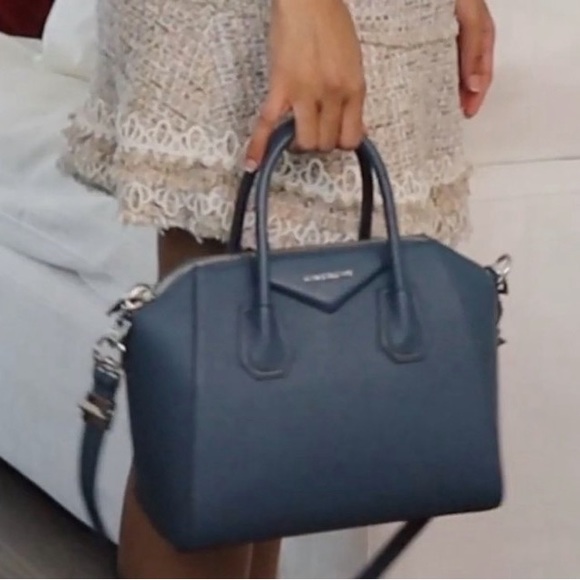 Givenchy Small Antigona Leather Satchel Oil Blue Bag New Authentic - Picture 13 of 13